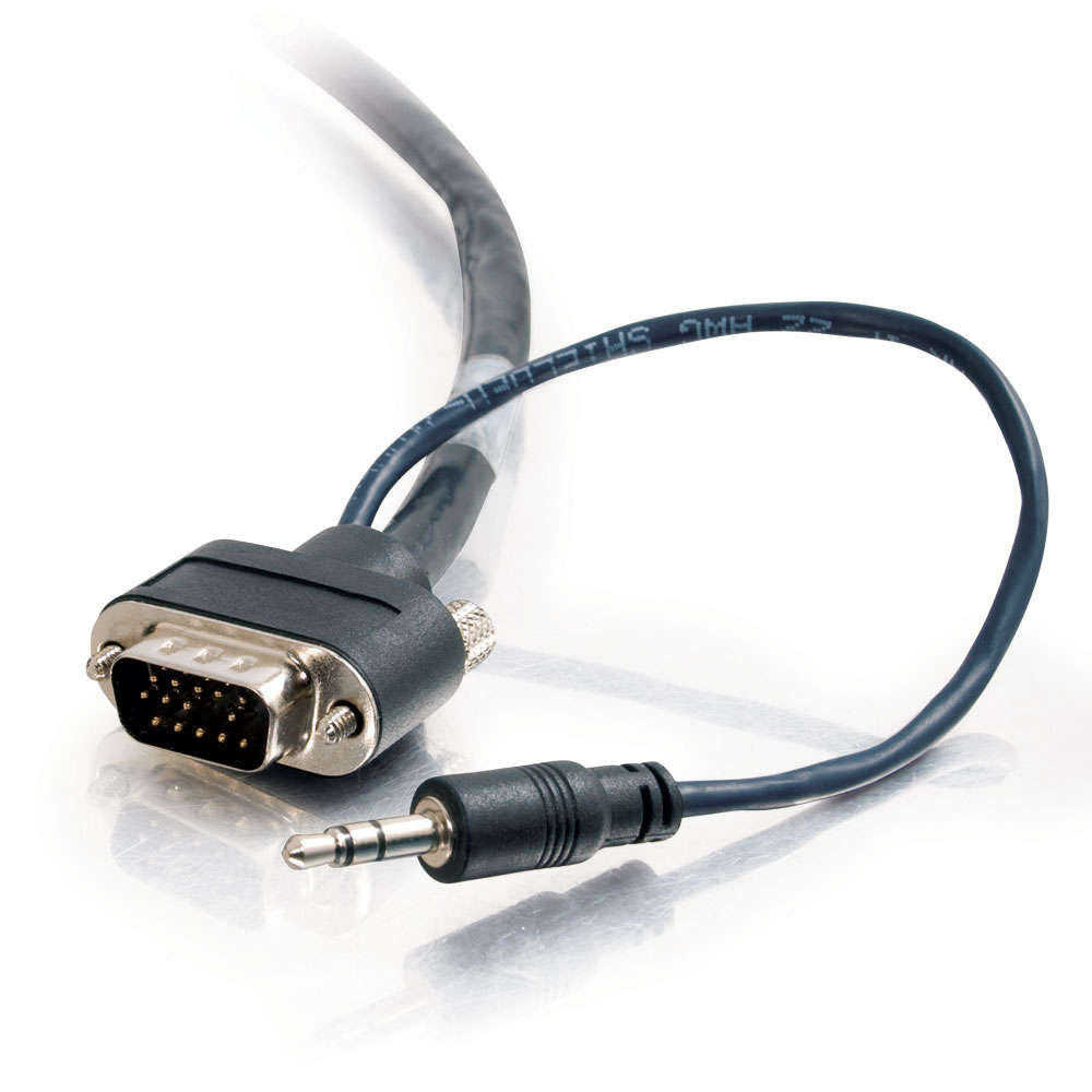 VGA + 3.5mm A/V Cable with Rounded Low Profile Connectors M/M - Plenum CMP-Rated