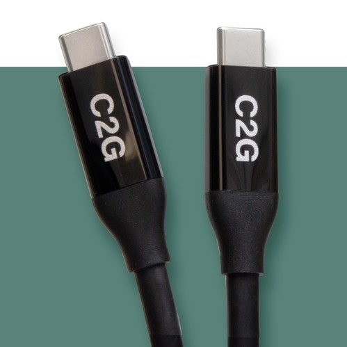 Two USB-C cables on a green background