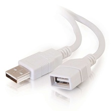 6.6ft (2m) USB 2.0 A Male to A Female Extension Cable - White