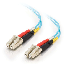 9.8ft (3m) LC-LC 10Gb 50/125 OM3 Duplex Multimode PVC Fiber Optic Cable (USA-Made & TAA Compliant) - Aqua