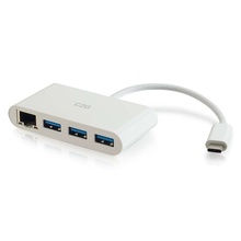 USB-C® to Ethernet Adapter with 3-Port USB Hub - White