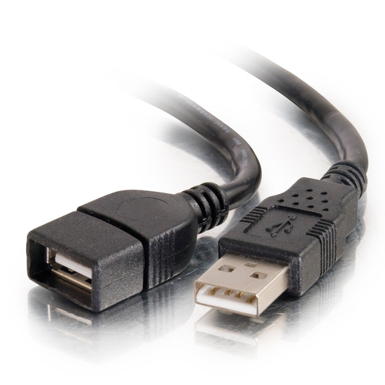 USB 2.0 A Male to A Female Extension Cable - Black (6.6ft)
